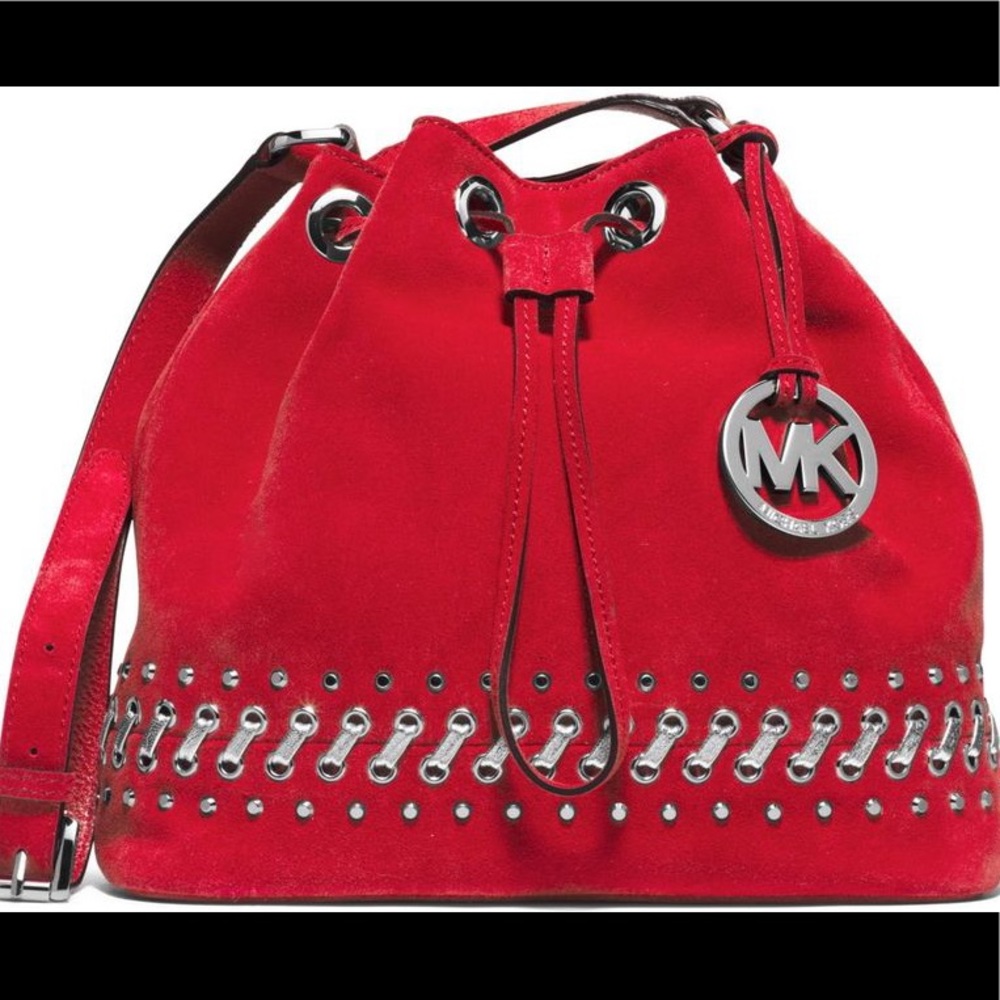 Michael Kors Red Suede Hippie Jules Bag